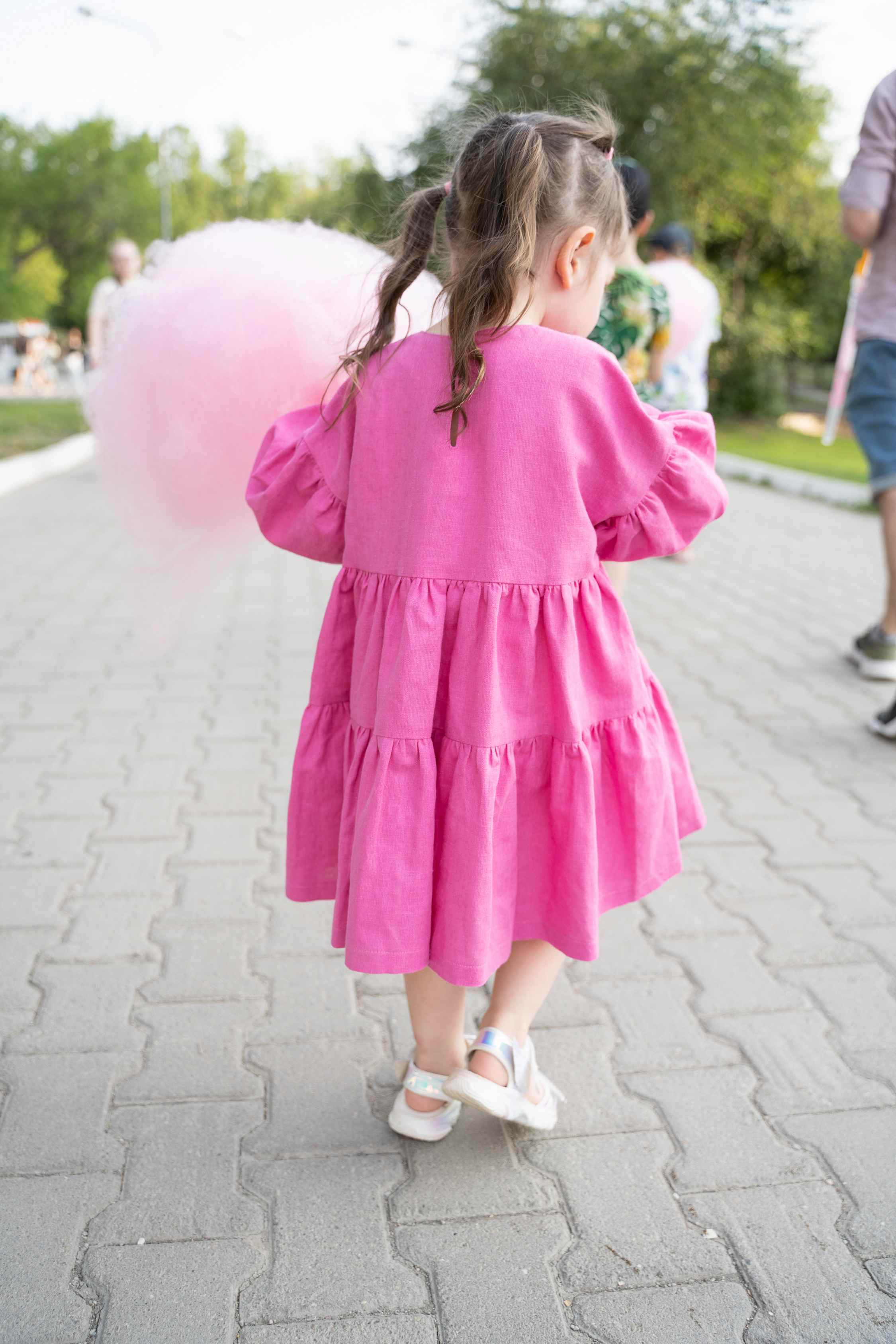 Платье для девочки кристи розовое лен хлопок фото 4
