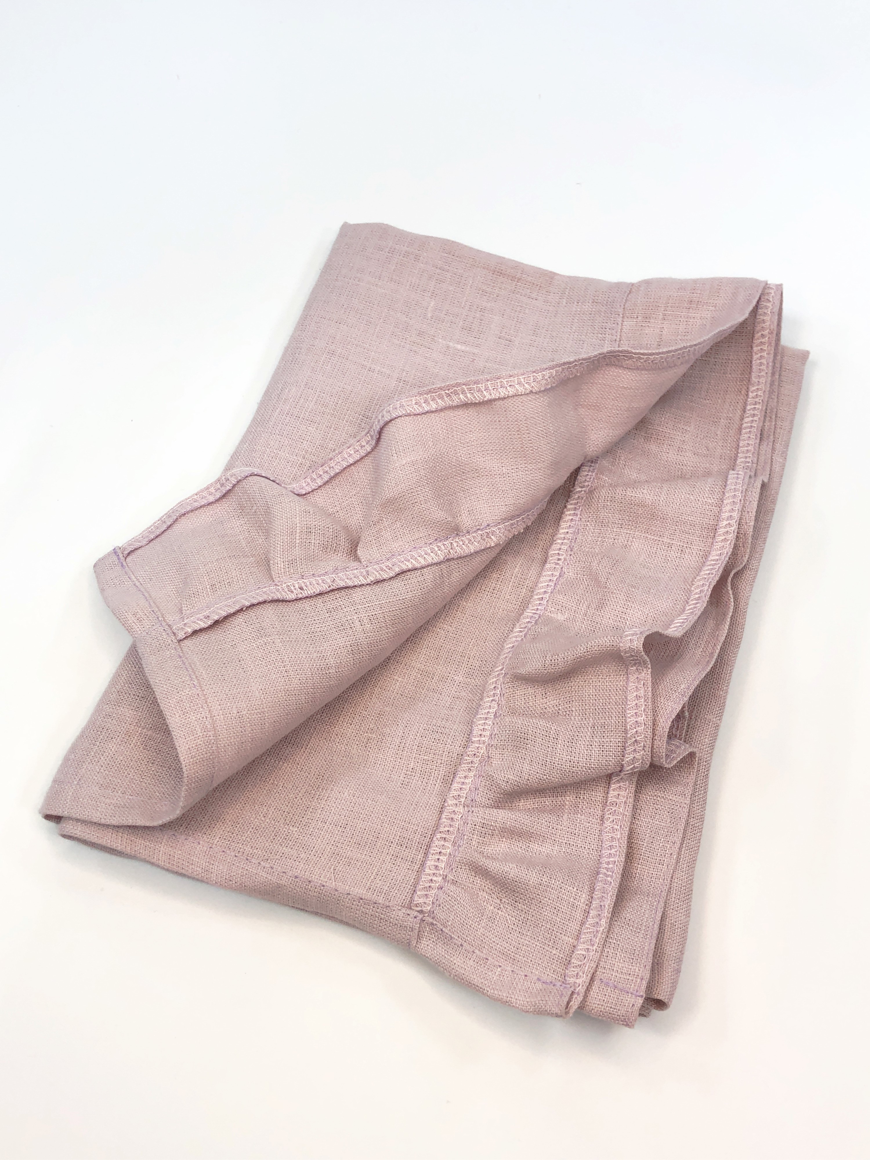 Полотенце льняное с рюшами 50х70см розового цвета 2шт фото 3