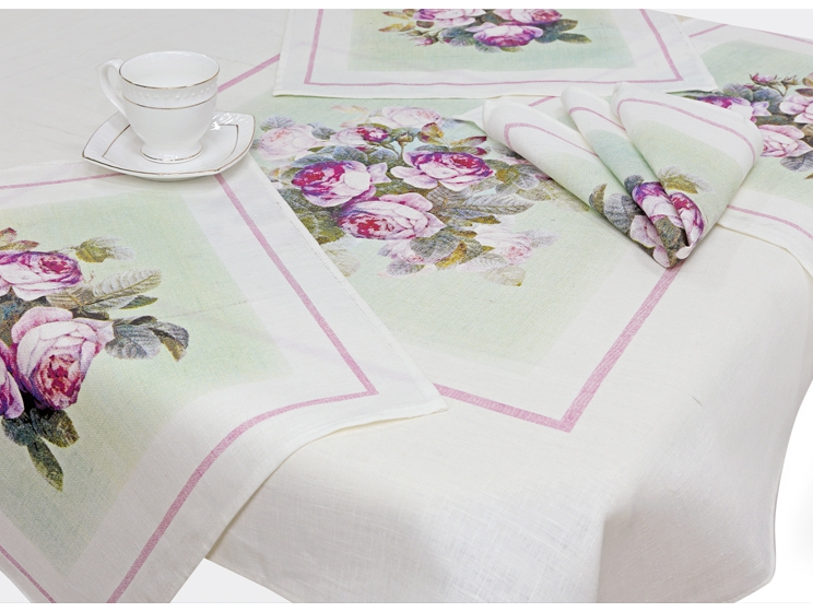 Салфетка лен 100 утренняя роза 45 45 фото 1