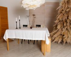 Скатерть на стол льняная белое облако 140х180см фото 1