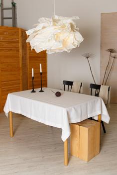 Скатерть на стол льняная белый лотос 140х180см фото 3
