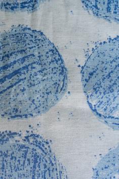 Ткань декоративная л н хлопок круги синие на вареном фото 3