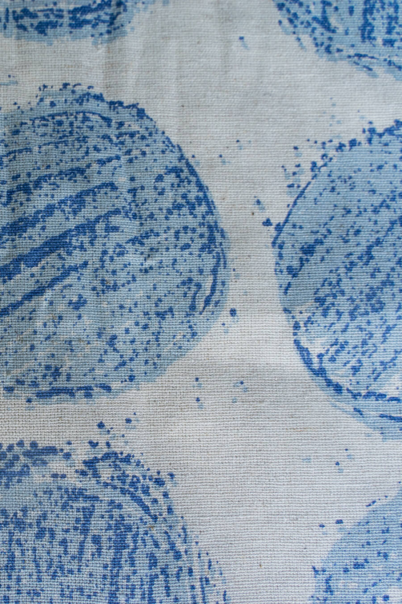 Ткань декоративная л н хлопок круги синие на вареном фото 3