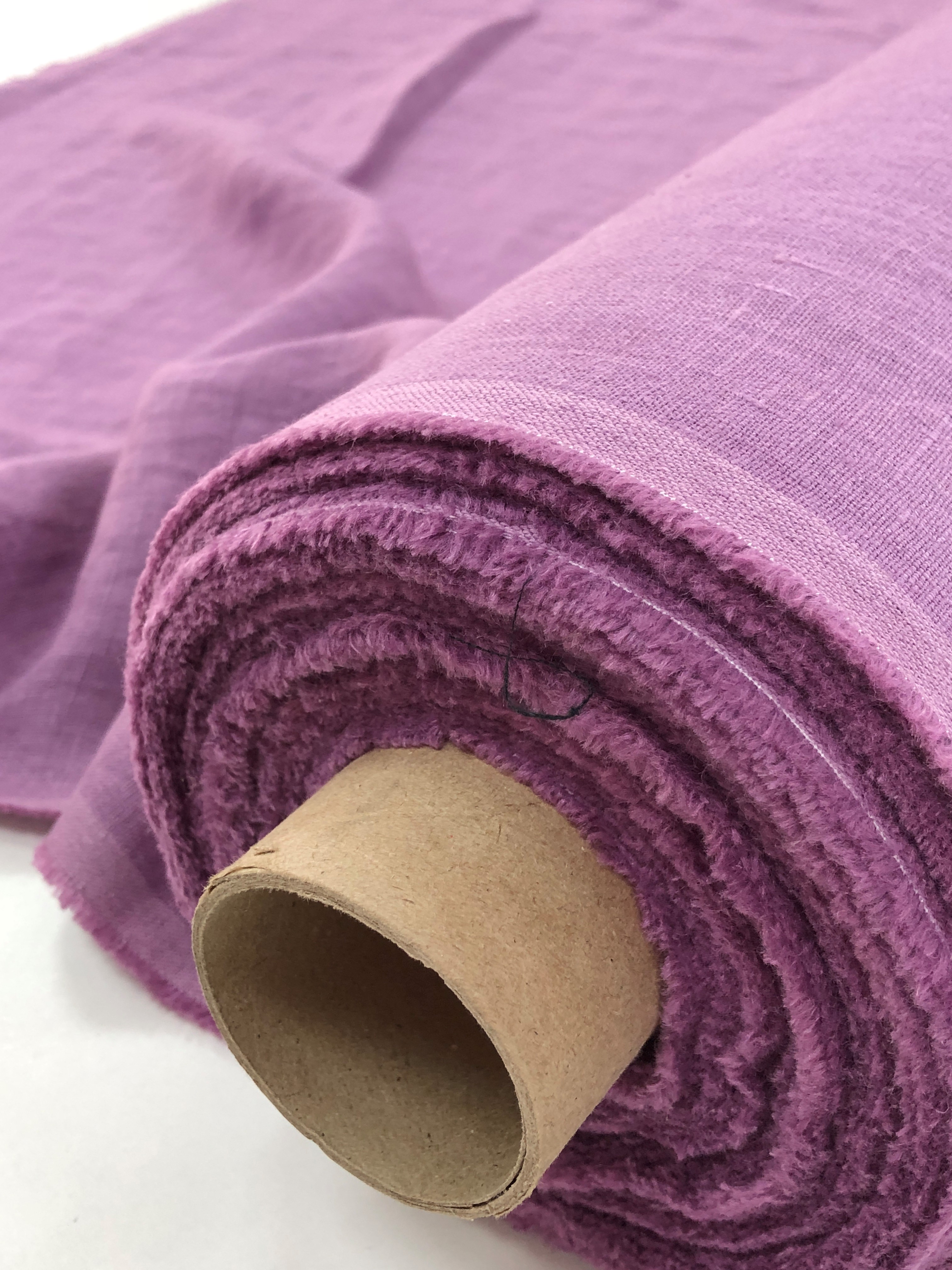 Ткань лен 100 умягченная крэш пурпурная сирень фото 1