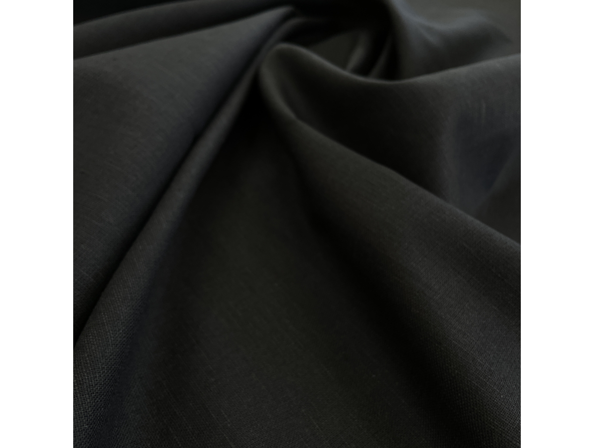 Ткань лен хлопок костюмная черный трюфель фото 1