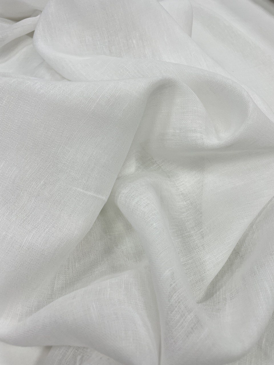 Ткань вуаль лен хлопок белая лилия фото 1