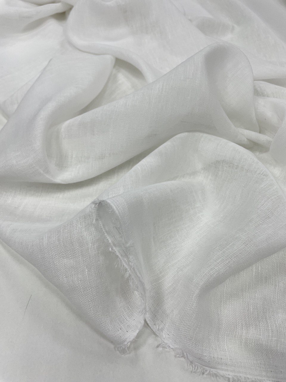 Ткань вуаль лен хлопок белая лилия фото 4