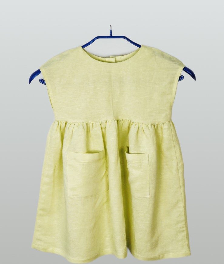 Платье для девочки лили светло зеленое лен вискоза фото 1